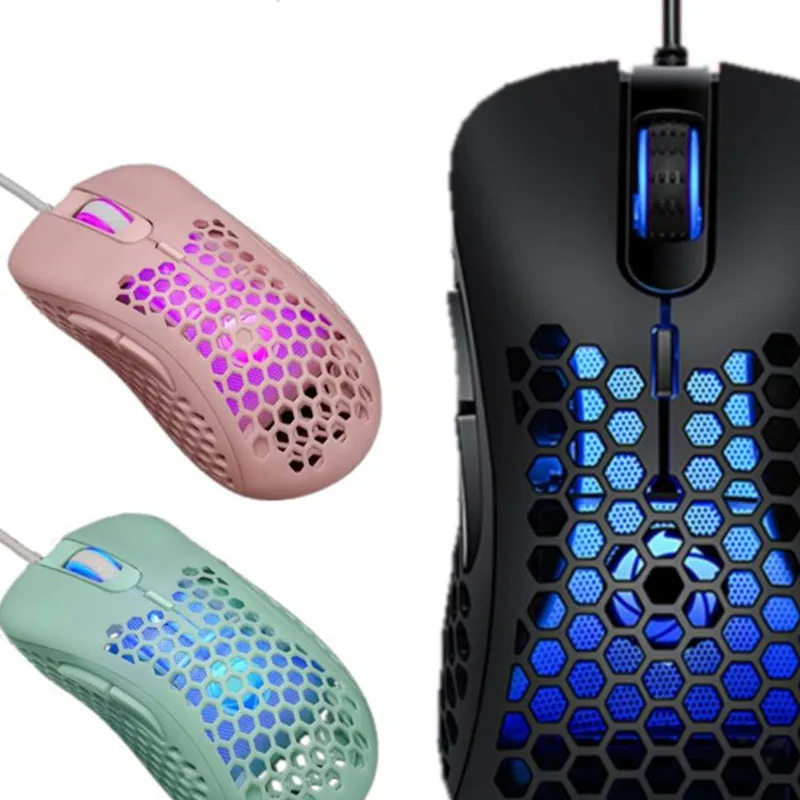 

Gaming Mouse Ergonomic USB Wired Gamer Mause Honeycomb Hollow 6 Key Magic LED Mouse For PC Desktop Laptop Computer Notebook