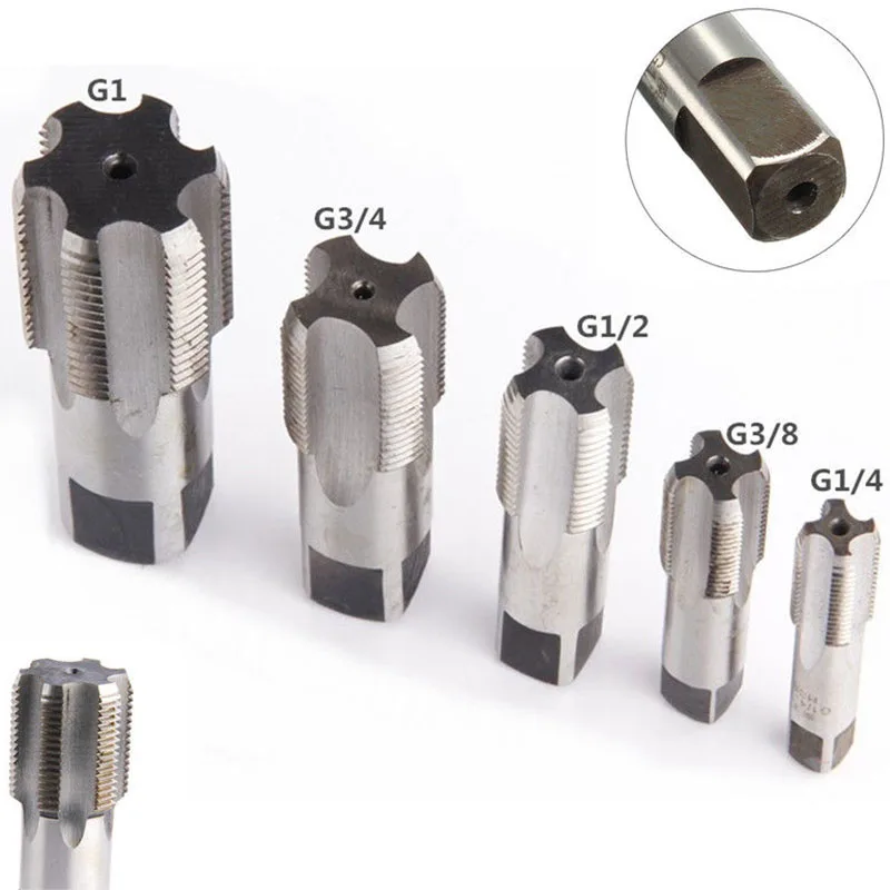 

1PC Taper Pipe Tap G1/8 1/4 3/8 1/2 3/4 1 Bearing Steel Screw Thread Cutting Tools For Bench Drills Tapping Machines Hand Tools