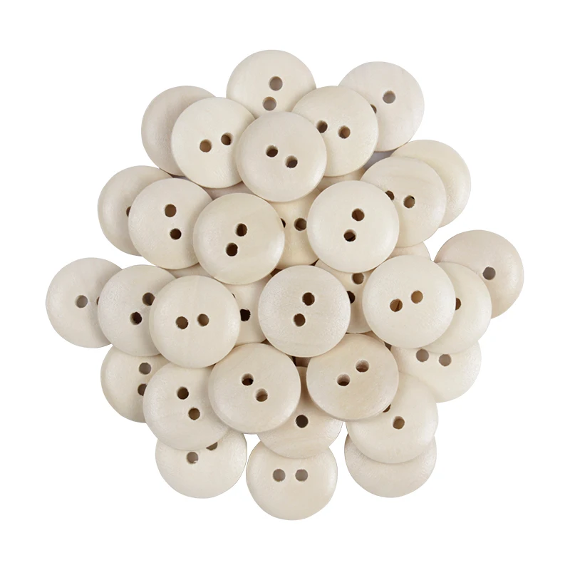100pcs 2-Hole Wood Buttons Clothing Home Decor Sewing Scrapbooking Card Making DIY Baby Button Clothing Sewing Accessories 15mm