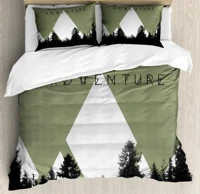 adventure duvet cover set forest with halftone effect hipster typography camping in mountains decorative 3 piece bedding set