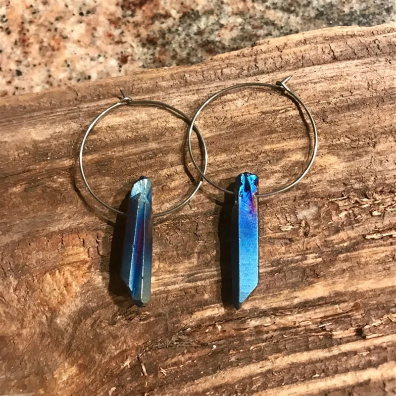 Модные серьги-кольца blue Aura quartz новинка модный красивый подарок для женщин 2020