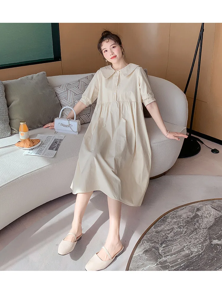 

Summer 2021 Plus Size Maternity Dress Short Seleeve Pregnant Pregnancy Clothes Woman Cotton Fashion Casual Lapel Dresses for Wom