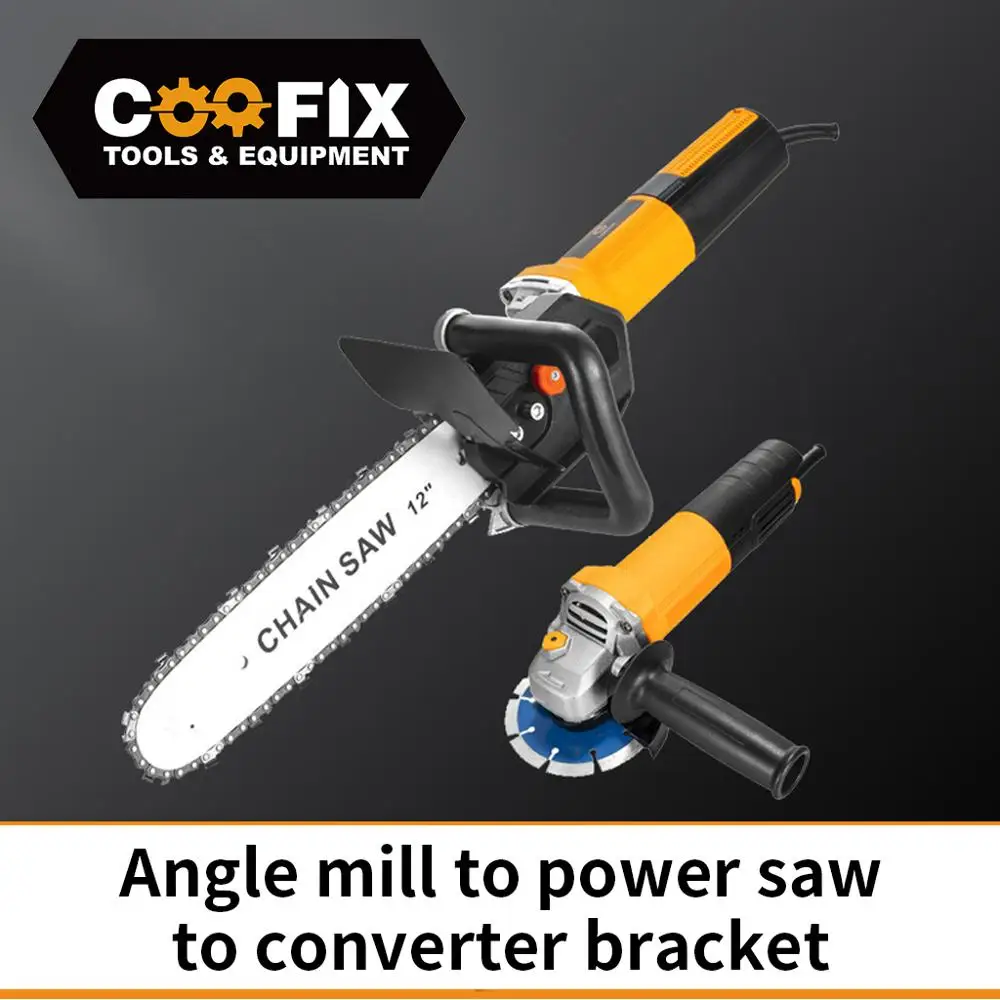 

COOFIX-Multifunction Electric Chain Saw Adapter Converter Bracket DIY Set for 12 Inch Electric Angle Grinder Woodworking Tool
