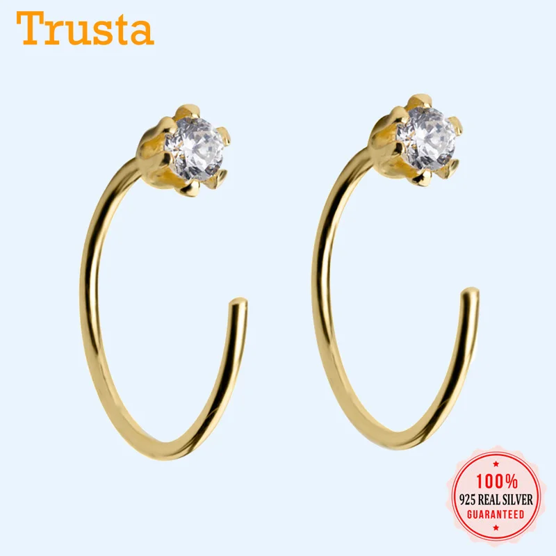 Женские серьги гвоздики из серебра 100% пробы с золотистым/серебристым