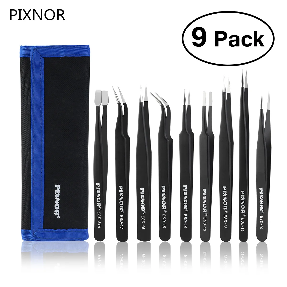 PIXNOR 9 шт. ОУР Пинцет Набор инструментов прецизионный антистатический наконечник