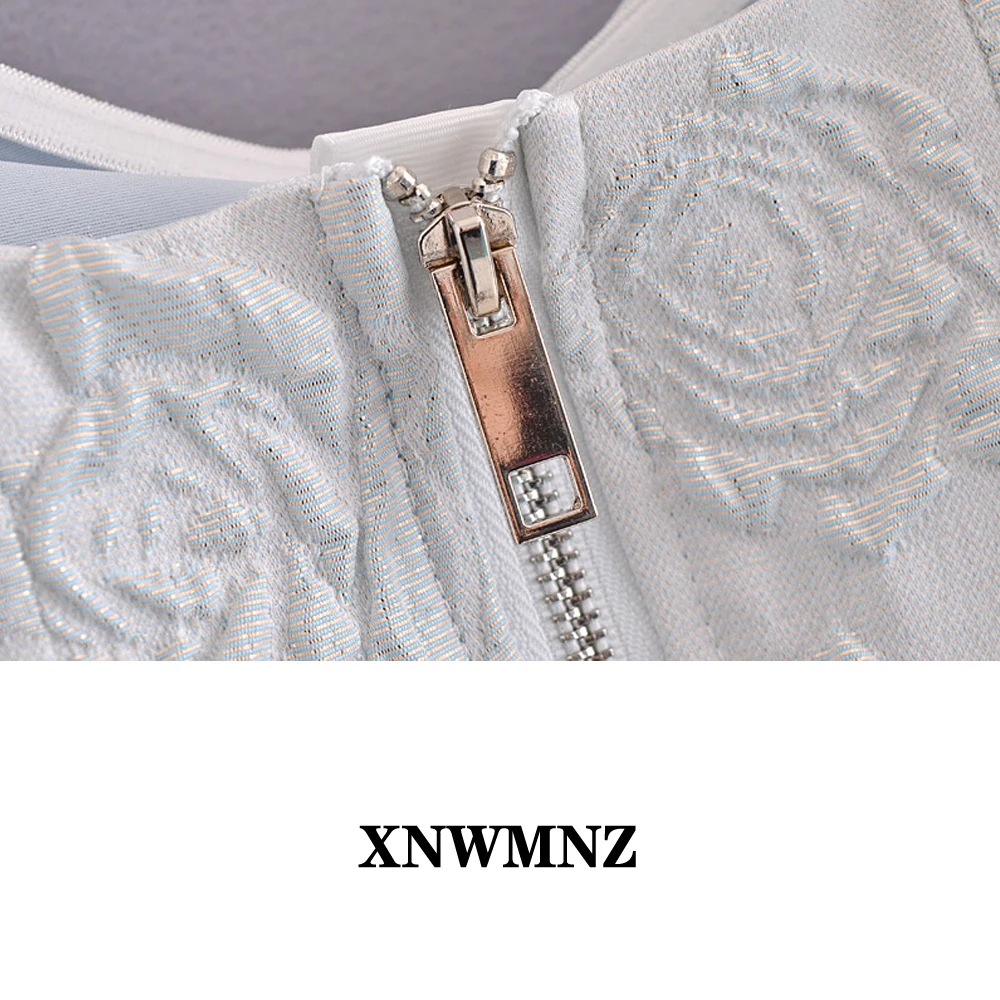 

XNWMNZ 2021Summer 3D Flower Short sleeve Shirt France Style Retro Elastic Ruched Slim Fit Cropped Blouse Tops blouses and shirts