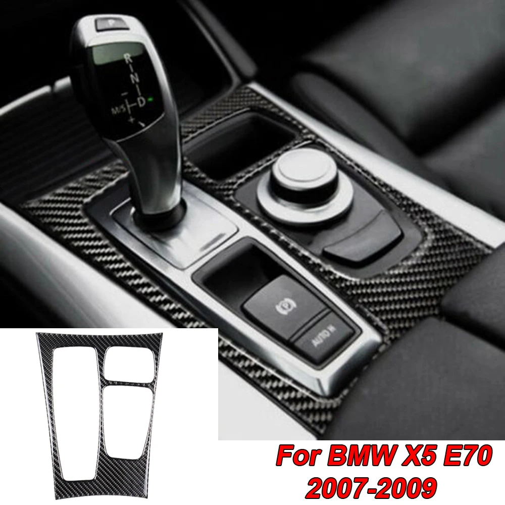 Car Gear Shift Panel Trim Cover Decal Decor Carbon Fiber Stylish For BMW X5 E70 X6 E71 LHD Car Interior Accessories