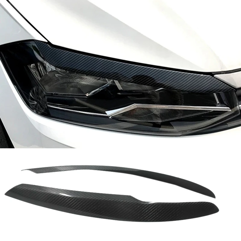 for Polo 2011-2018 Carbon Fiber Headlights Eyebrow Eyelid Trim Cover Sticker Refitting Car Styling | Автомобили и мотоциклы