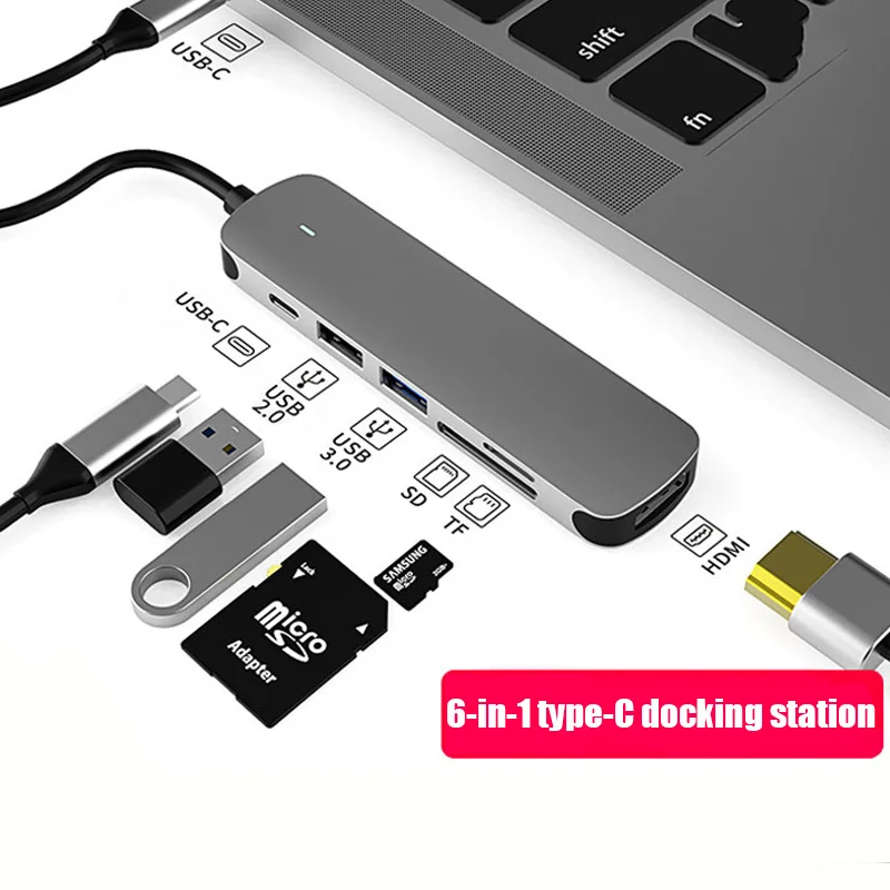 

Адаптер USB C на USB 3,0, 6 в 1, для MacBook Pro