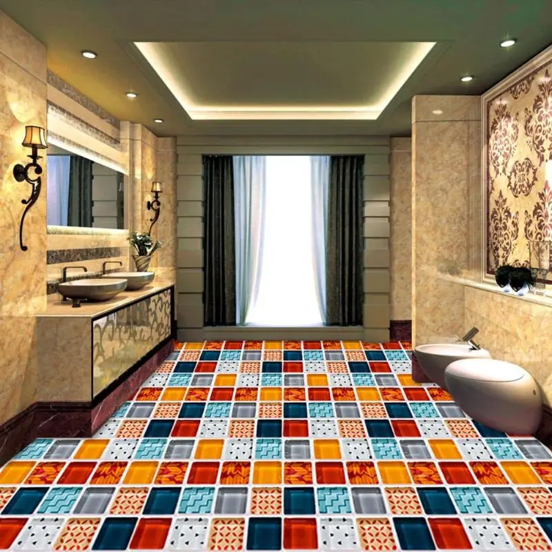 Горячая продажа наклейки на стену нежная текстура 6 шт кухни ванной туалета клей