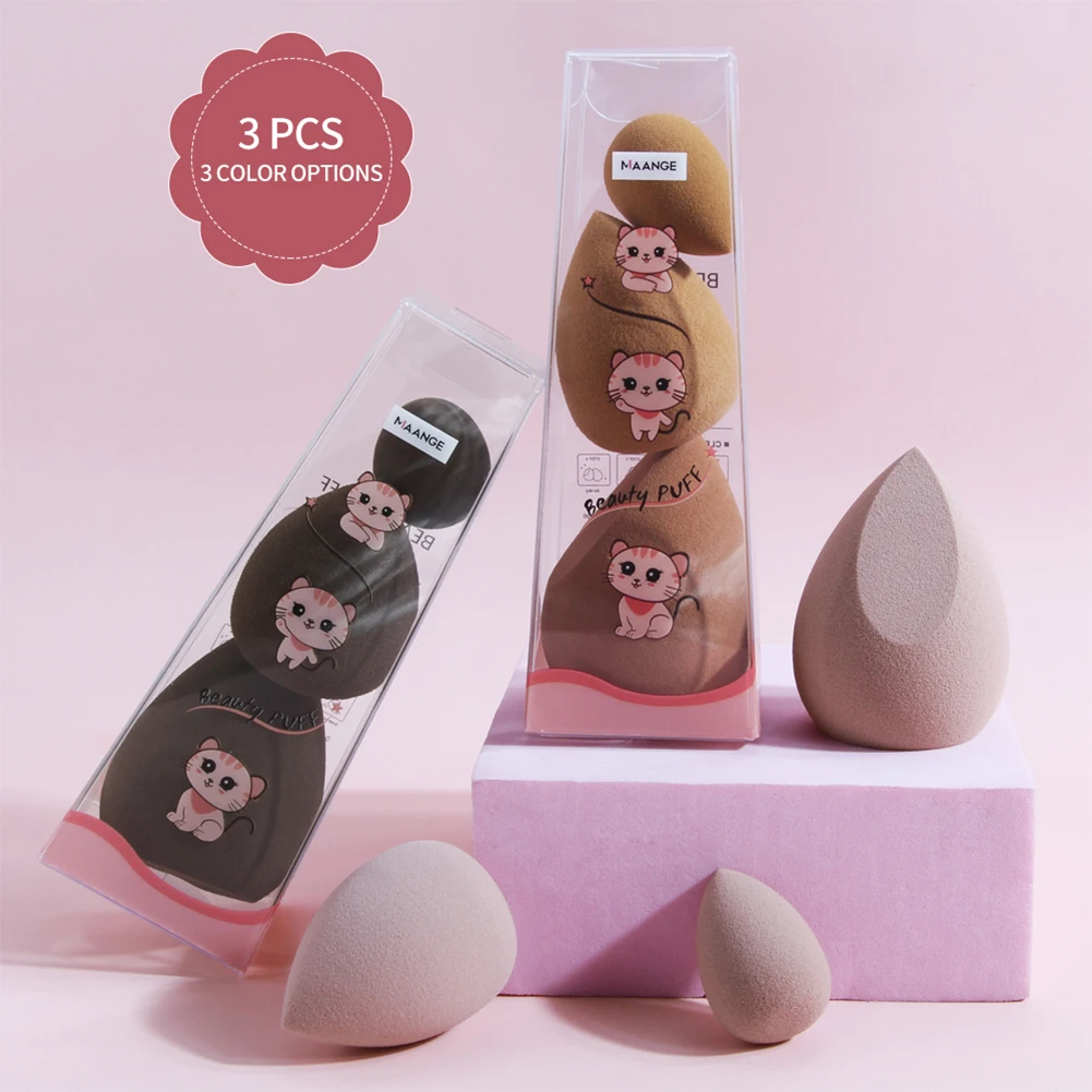 

MAANGE Makeup Sponge Eggs 3PCS Professional Cosmetic Foundation Concealer Blending Sponge Dry and Wet Use Makeup Tools Hot Sale