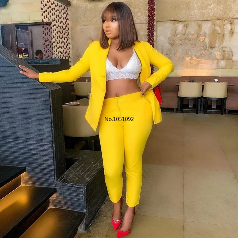 Африканские женские комплекты однотонный блейзер с длинным рукавом пиджак брюки