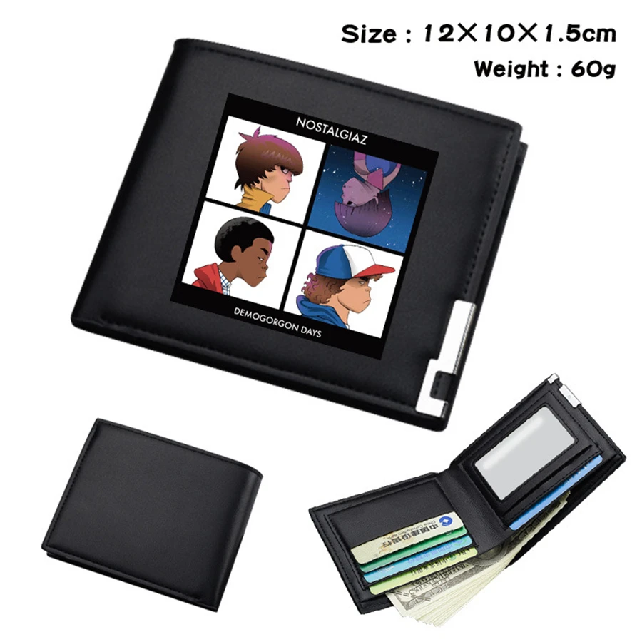 Cute Stranger Things Black PU Wallet Men's Bifold Photo Card Holder Boys Girls Teenager Leather Cosplay Casual Purses Gifts