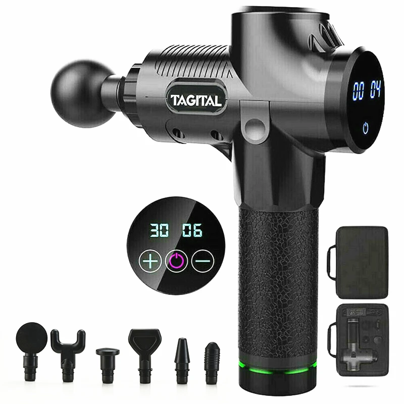 Подробная информация о 30-скоростном массажном пистолете с ЖК-дисплеем ударный