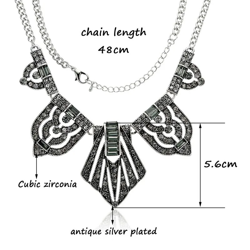 

LEEKER Retro Hollow Symmetrical Geometric Choker Chain Women Statement Necklace Antique Silver Color Accessories Jewelry 173 LK6