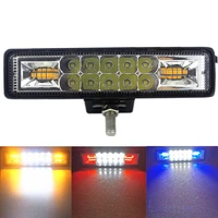 strobe flash 48w work light led light bar dual color warning lamp for jeep suv atv niva off road 4x4 truck trailer 12v 24v