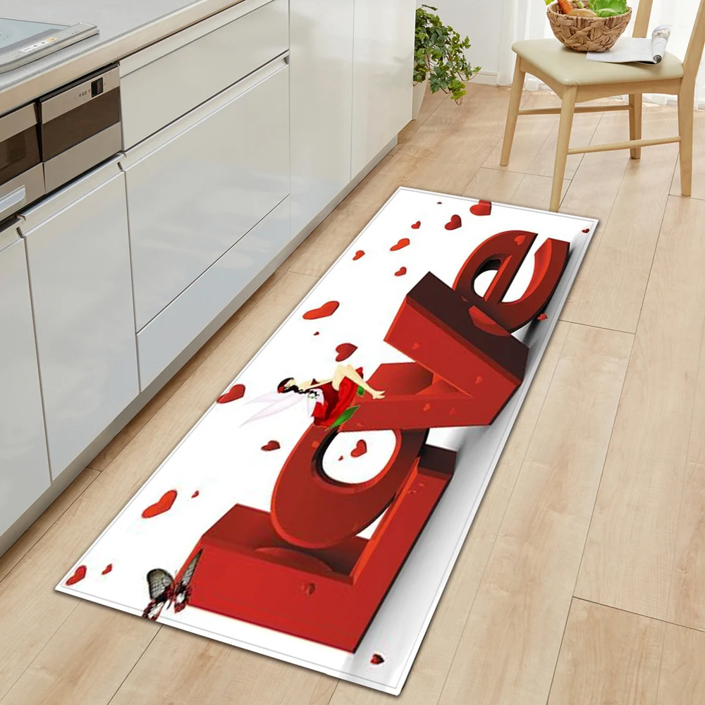 Противоскользящий коврик на День святого Валентина для кухни спальни ванной