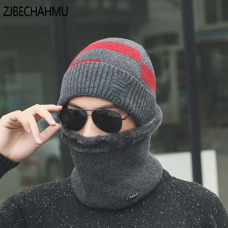 

Winter Beanies Men Scarf Knitted Hat Caps Mask Gorras Bonnet Warm Baggy Winter Hats For Men Women Skullies Beanies Hat 2019 New