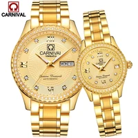 carnival brand gold automatic watch men women couple lovers fashion luxury luminous mechanical wristwatches reloj hombre mujer