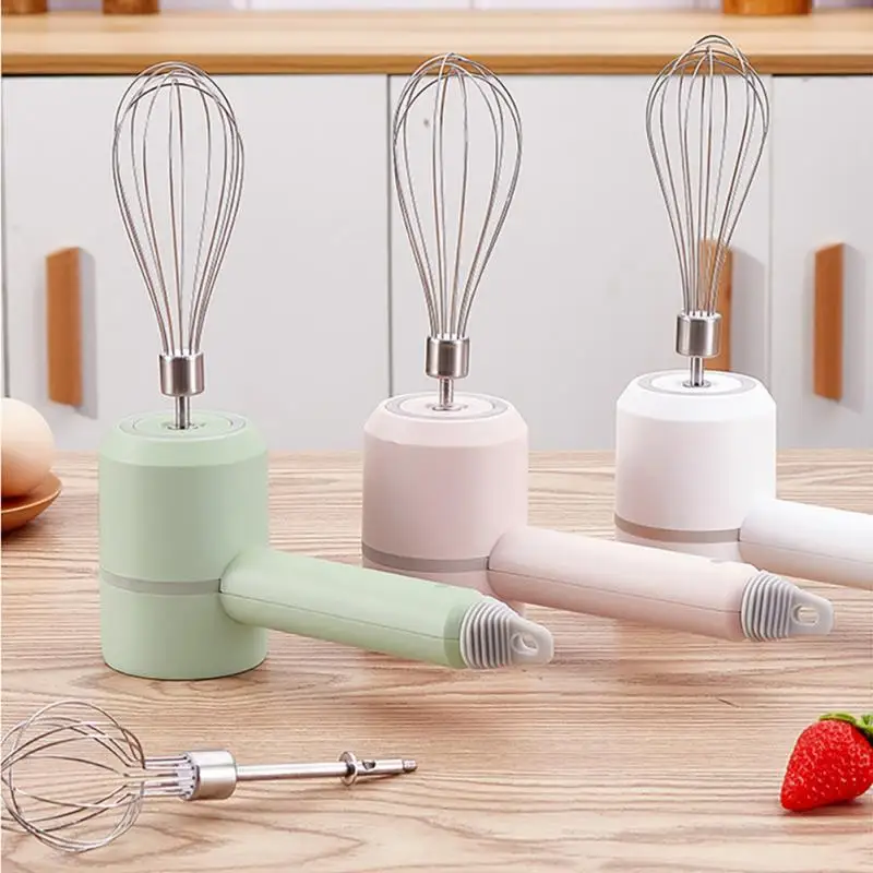 

USB 3 In 1 Wireless Electric Garlic Chopper Masher Whisk Egg Beater 3-Speed Control With 3 Mixing Rods Kitchen Handheld Mixer