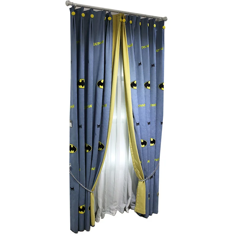 

2021 High quality Cartoon American Children Embroidery Splicing Shading boy youth Curtains for Living room Bedroom Dining Room