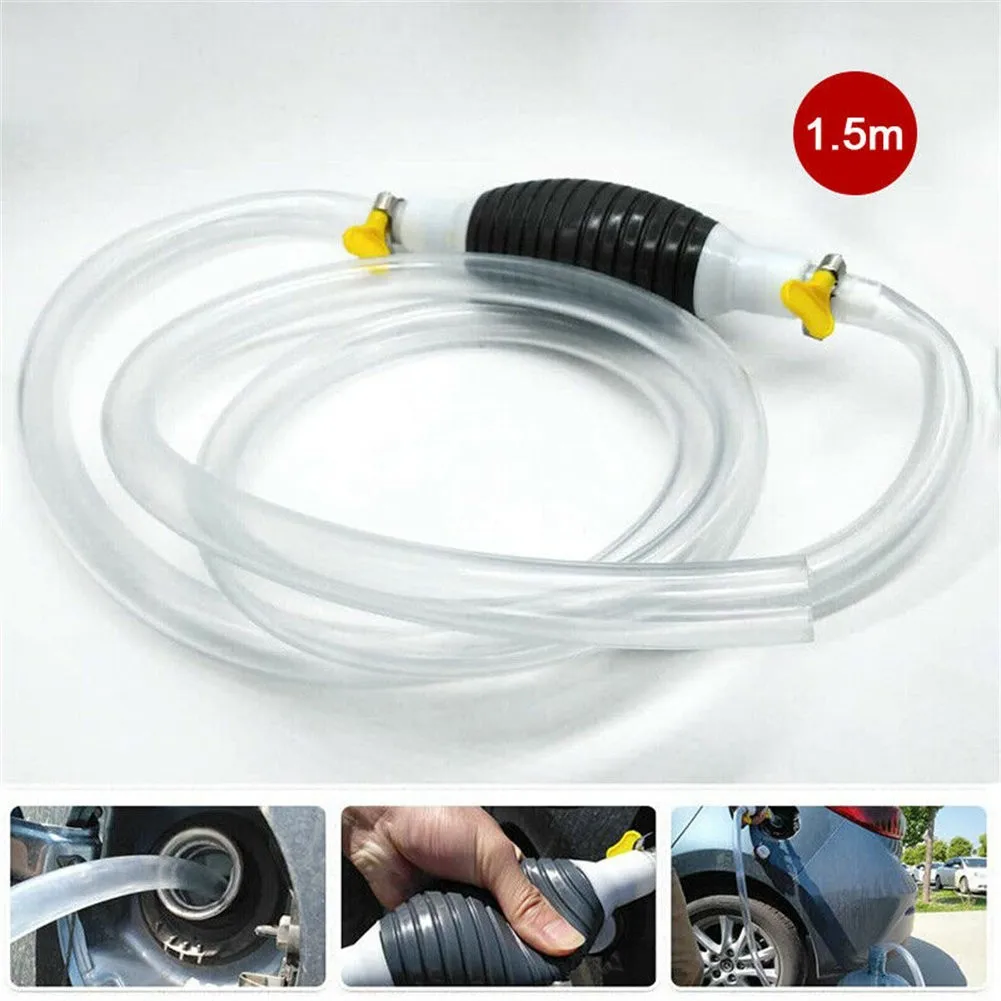 

1 Set Car Fuel Pump Manual Siphon Liquid Oil Water Petrol Transfer Snowblower Gasoline Pump With Hose For Car Marine Outboard