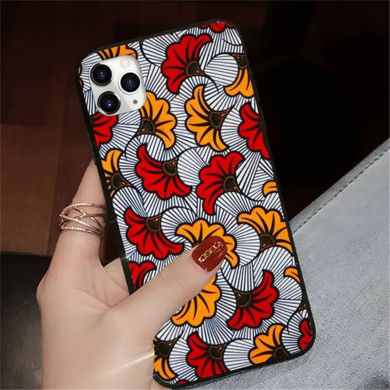 

African fabric art print Phone Case for iPhone 11 12 mini pro XS MAX 8 7 6 6S Plus X 5S SE 2020 XR luxury shell funda