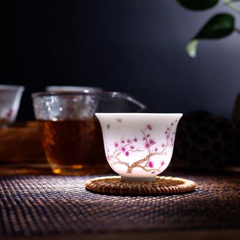 Женская чашка для чая с ручной росписью маленькие чаши китайские зеркальные