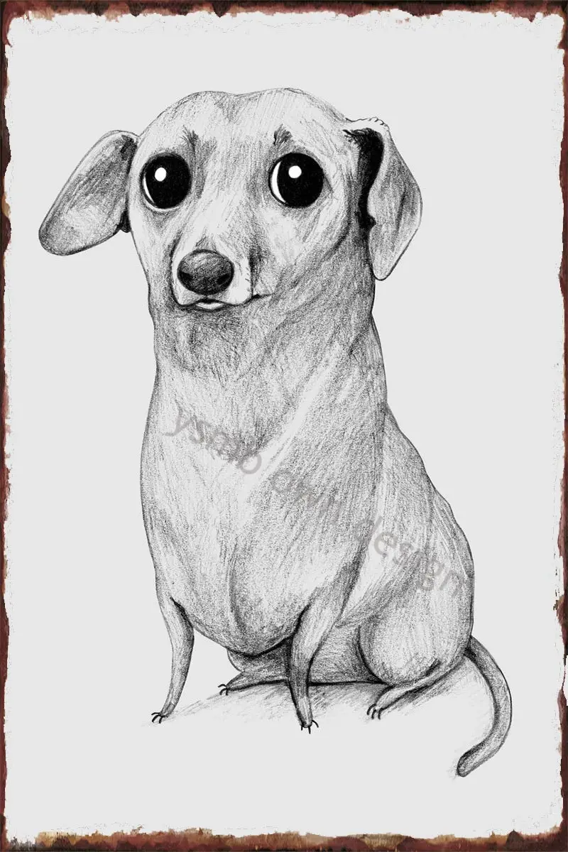 

Винтажная металлическая Оловянная табличка Monochrme с таксой, жестяные таблички, декор для стен, декор для комнаты, ретро для творчества, дома, ...