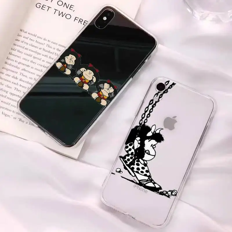 

Cartoon Mafalda Phone Case for iPhone 13 11 12 pro XS MAX 8 7 6 6S Plus X 5S SE 2020 XR case