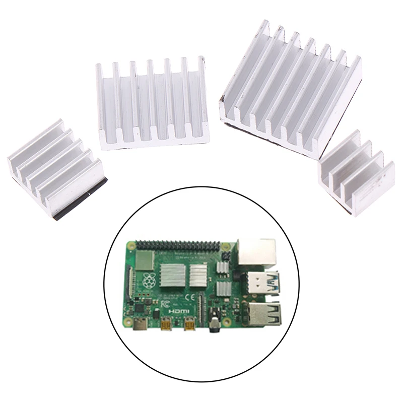 

4 шт. алюминиевый радиатор кулер комплект для Raspberry Pi 4B с наклейкой