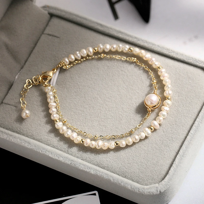 

Real Pearl Bracelet Freshwater Pearl Bracelet for Women Gift Adjustable White Pearl Handmade Pearl Beads Bangles Fine Jewelry
