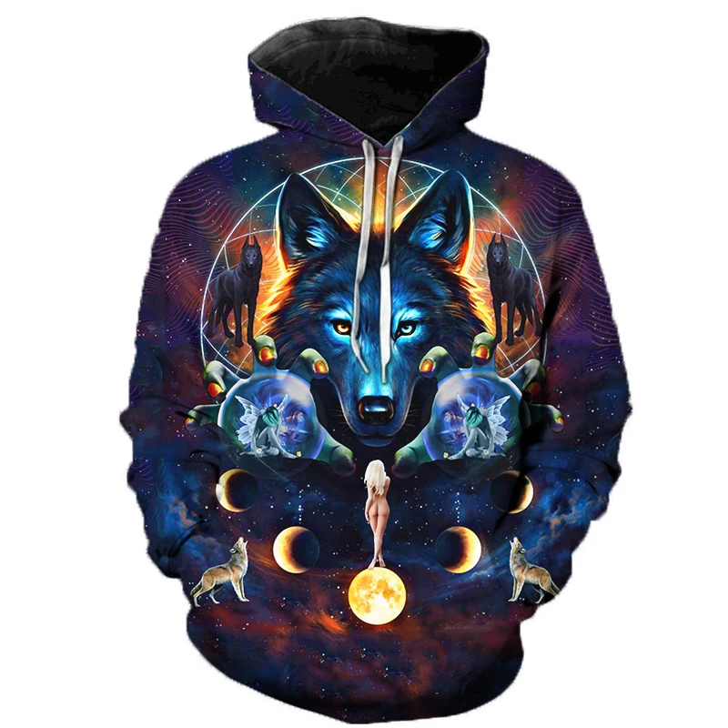 

3D Wolf Hoodies Men Hooded Animal Wolf Printed Hoodie Sweatshirts Tracksuits Man/women Jackets Funny Hoody DropShipping