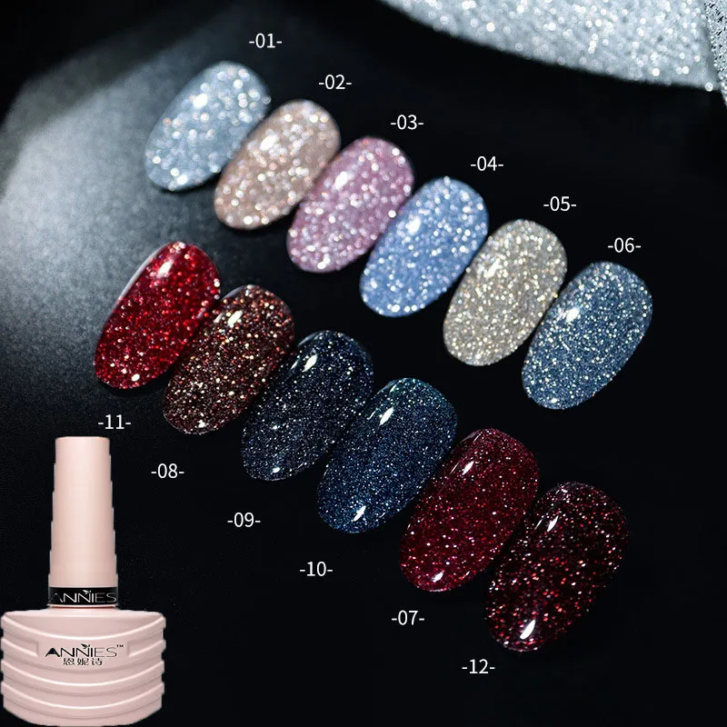 

24 Color Reflective Glitter Gel Nail Polish Semi Permanent Soak Off UV Gel Varnish Glitter Nail Art Gel For DIY Manicures