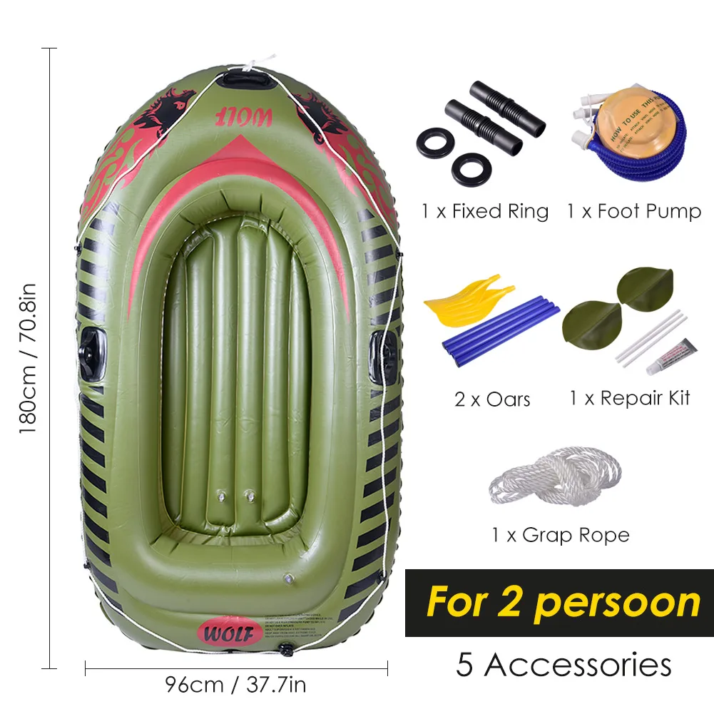 

2 Person Inflatable Boat Kayaking Heavy Duty Rafting Fishing Air Kayak Canoe Set Dinghy Inflatable Fishing Boat With Paddles