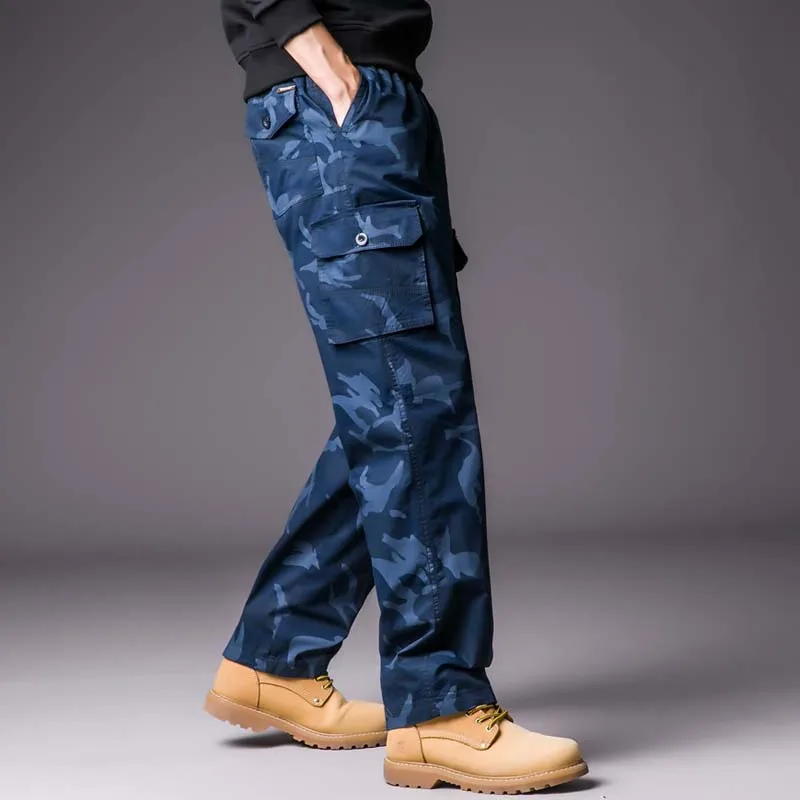 Брюки-карго мужские из чистого хлопка камуфляжные с несколькими карманами