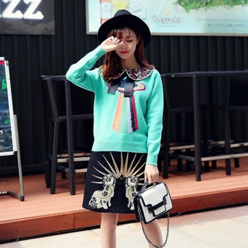 Брендовый роскошный зимний синий женский Рождественский свитер 2022 пуловер с