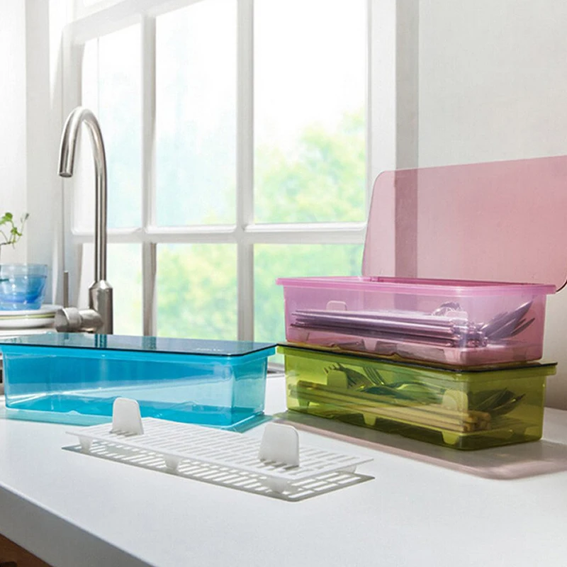 YIWUMART пластиковая коробка для хранения столовых приборов дренажные пылезащитные