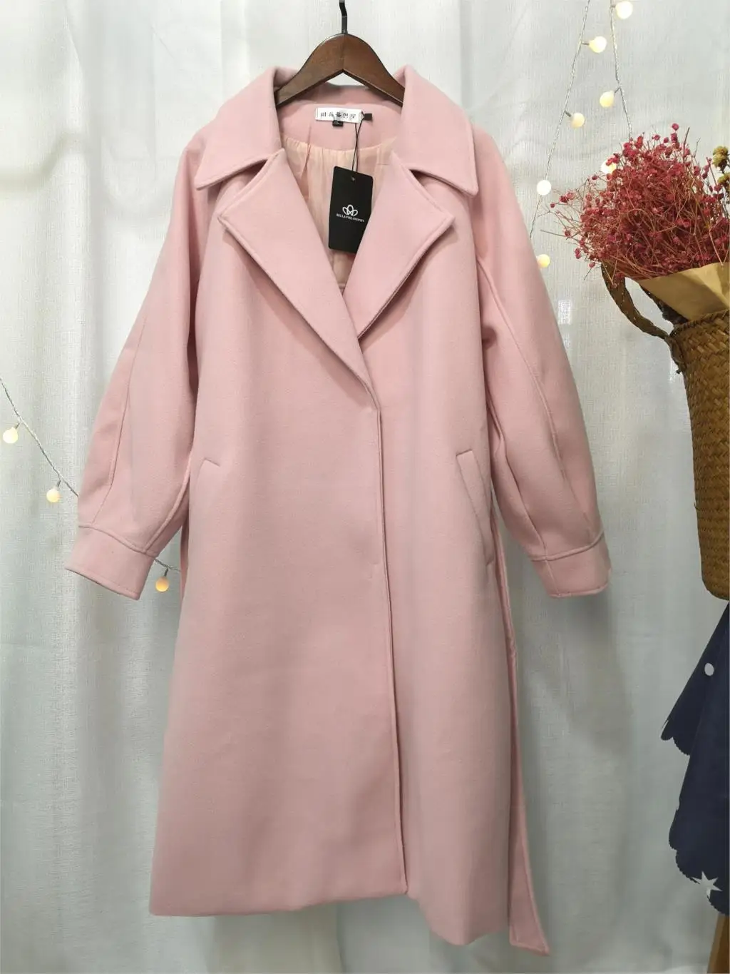 2019 Autumn Winter Woolen coats Women Lantern Sleeve Wool&ampblends Long Coat Casual Loose Wool Jacket Female Outwear | Женская одежда