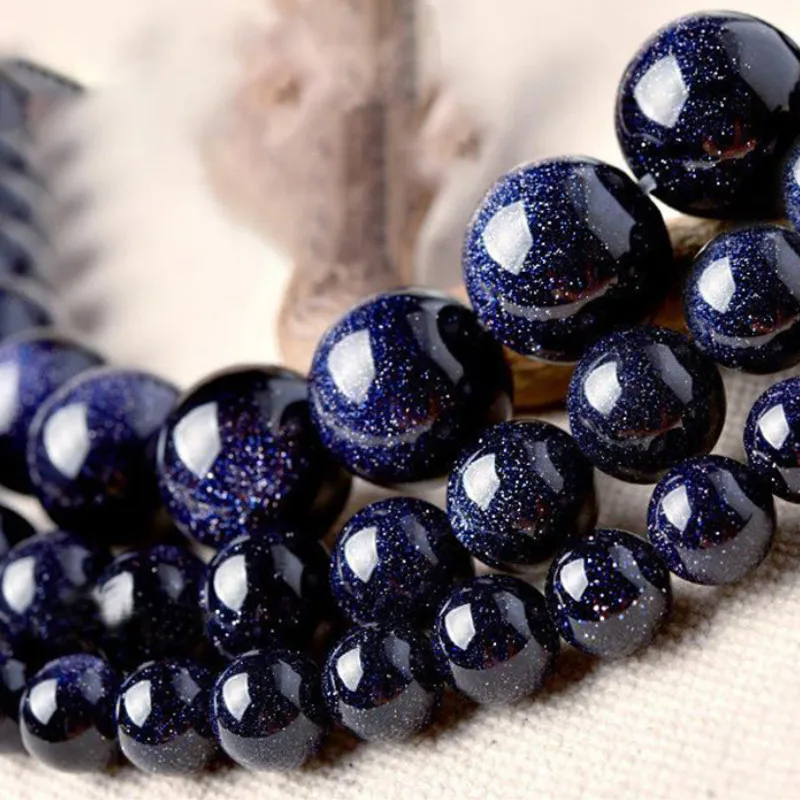 

Natural Round Blue Sand Loose Beads for Jewelry Making DIY Handmade Accessories 4/6/8/10 Mm