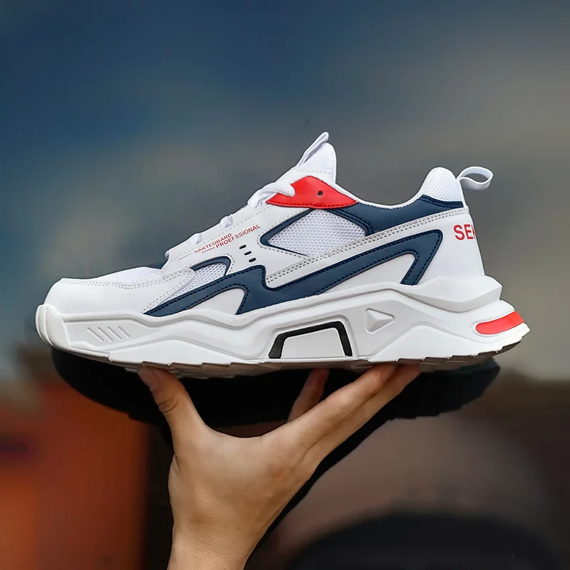 

Men Sneakers Outdoor Jogging Sport Shoes Mesh Fashion Breathable Flats Tourism Thick Bottom Casual Training Running Tennis Shoes