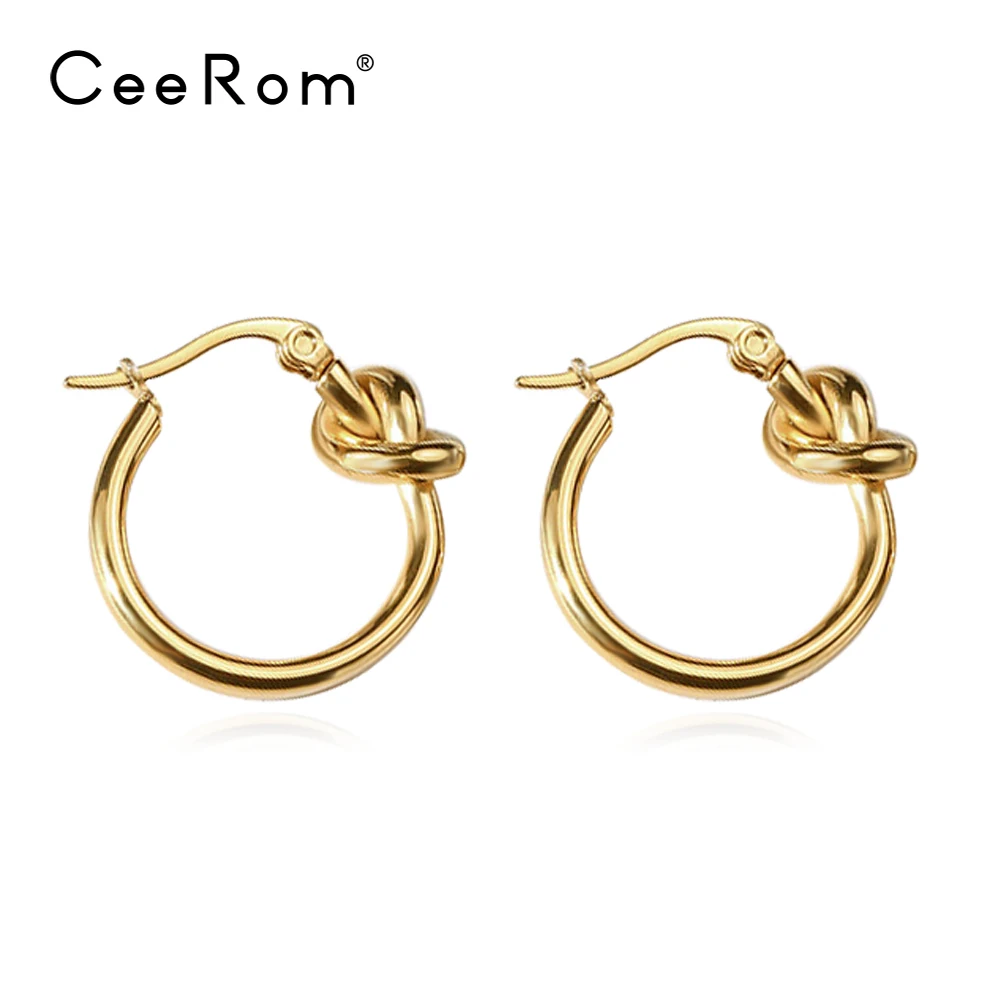 Серьги кольца CeeRom в стиле панк для женщин маленькие круглые украшения золотого