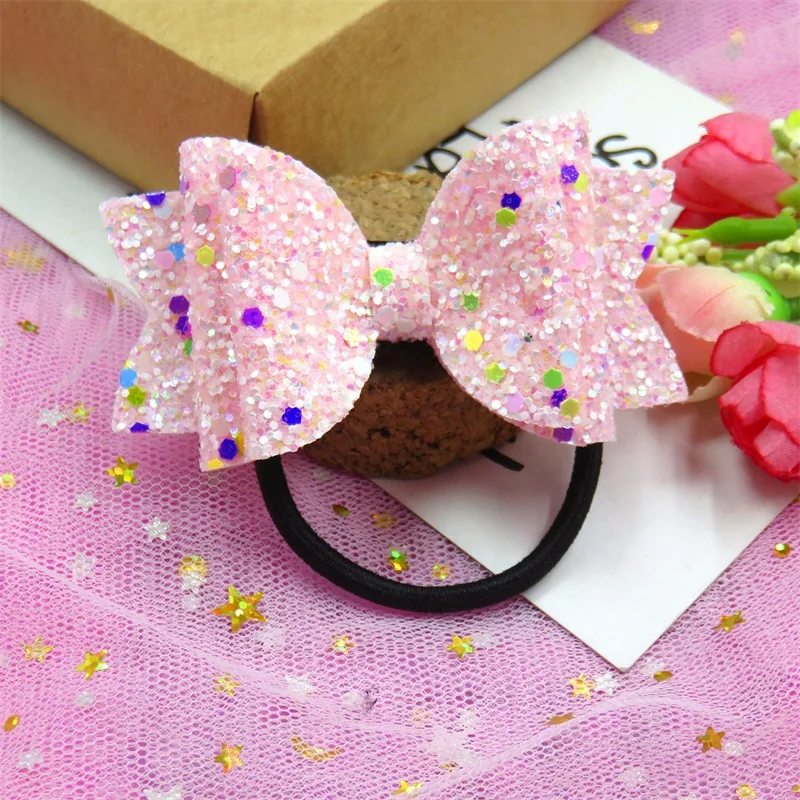 1 шт. милые светящиеся эластичные резинки для волос с блестками девочек банты