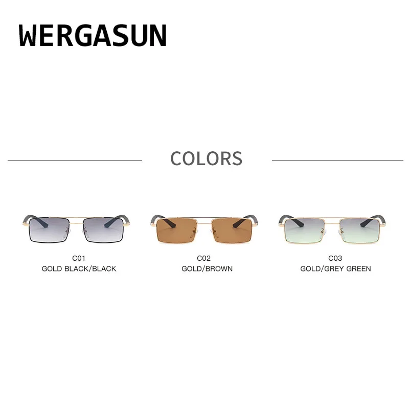 

WERGASUN Fashion Square Sunglasses Women Brand Designer Retro Sun Glasses Female Rectangle Lens Vintage Small Oculos De Sol