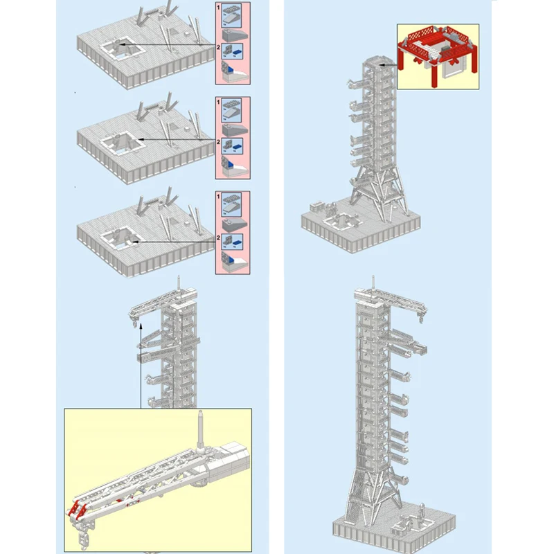 Конструктор MOC НАСА Сатурн V Пуск пусковая черепица для LEGO 21309 3073 шт. строительные