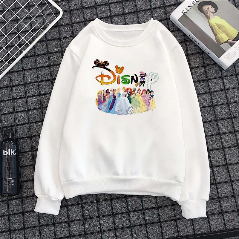 

Disney Princesses Printed Sweatshirts Women 90s Aesthetic Long Sleeve Sweatwear Tops Ladies Spring Autumn Slim Pullovers Hoodies