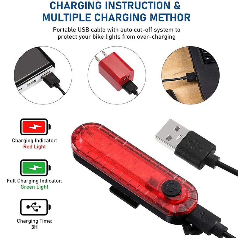 

8 Pcs Bike Light Bicycle Rear Light Bike Tail Light Cycling Safety Flashlight Bright USB Rechargeable Bicycle Taillights