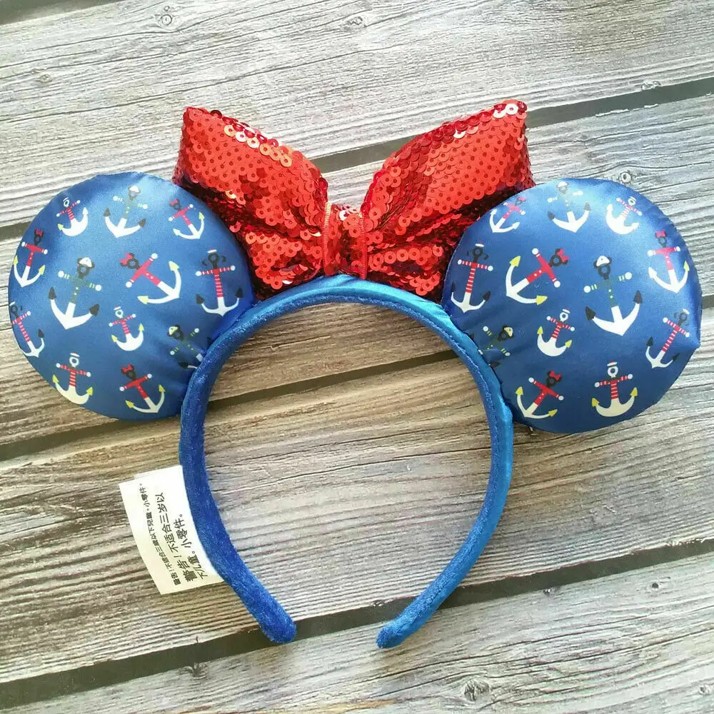 Новая повязка на голову с изображением иероглифа якоря красного цвета блестками