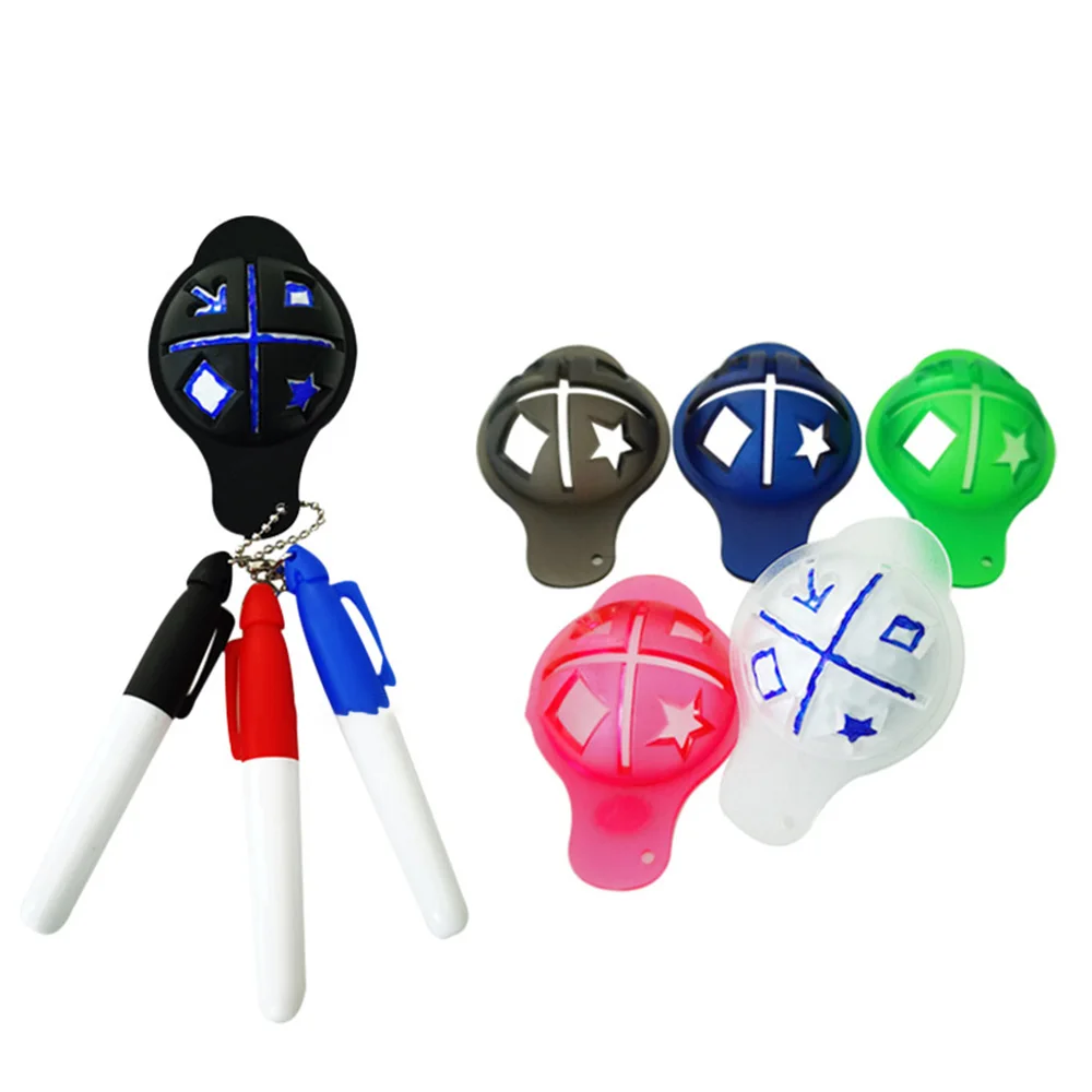 

Golf Ball Line Marker Plastic Marking Alignment Tool with Three Drawing Pen Golf Hat Shape Sign Tools Golf Accessories