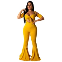 ladies sexy tube top coverall overalls flared pants jumpsuit